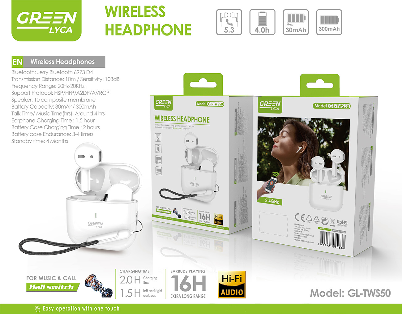 Наушники green lynn TWS50 bluetooth