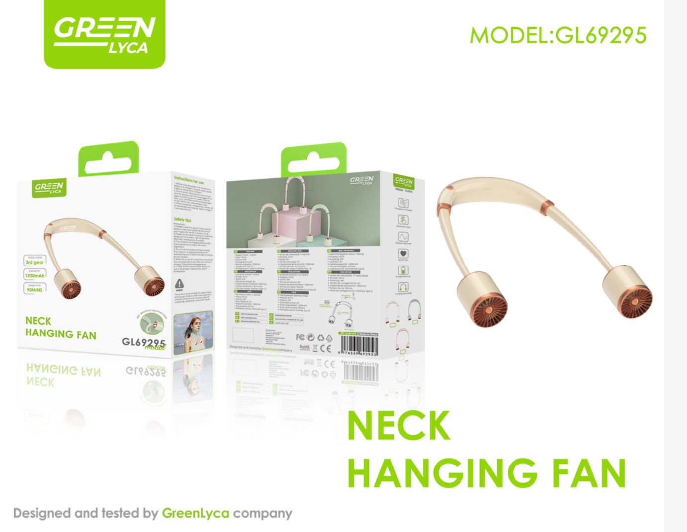Green Lin Xuan Jin Series Neck Fan