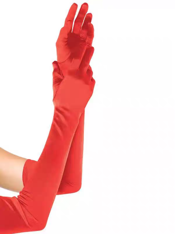 Summer Color Cloth Women's Gloves Riding Driving Sun Protection Uv Work Extended Etiquette Black White 55Cm details Picture