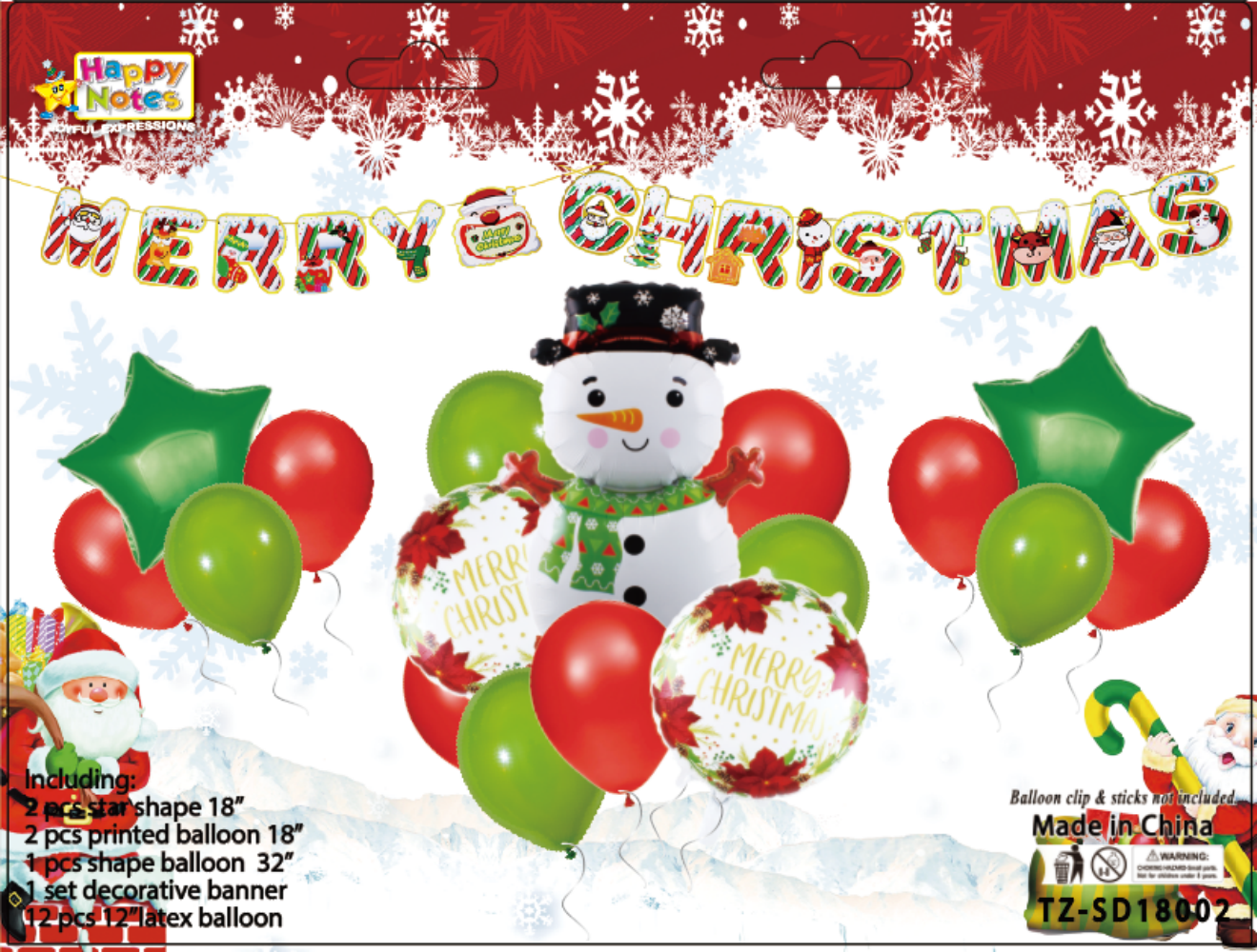 拉旗气球铝膜球多组合圣诞节雪人派对套装图