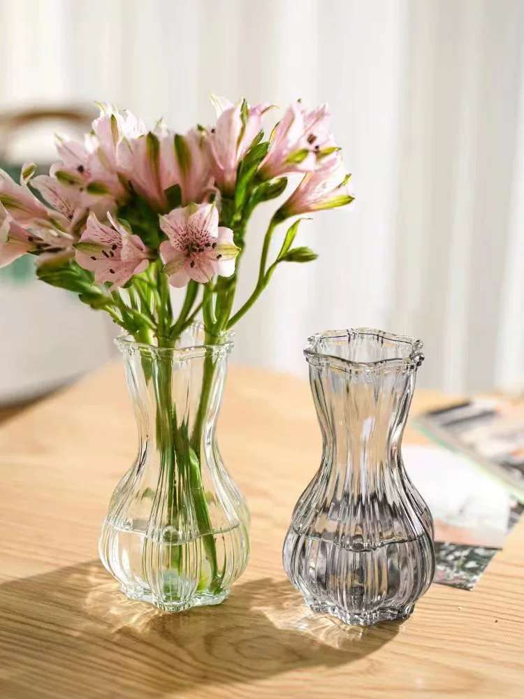 Transparent Vase Glass Creative High Appearance Level Simple Flower Arrangement Lily Flower Dried Flower Vase