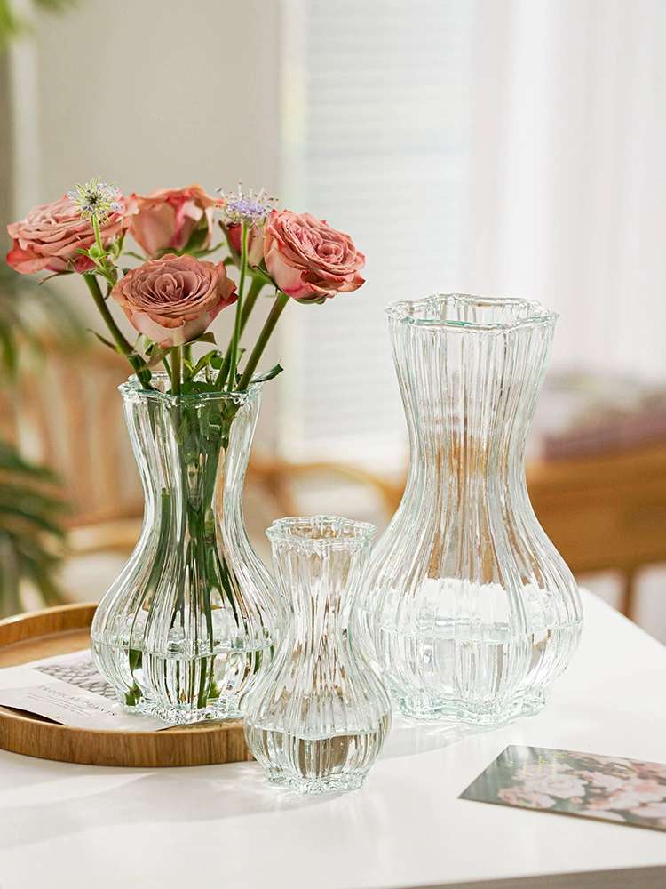 Transparent Vase Glass Creative High Appearance Level Simple Flower Arrangement Lily Flower Dried Flower Vase details Picture
