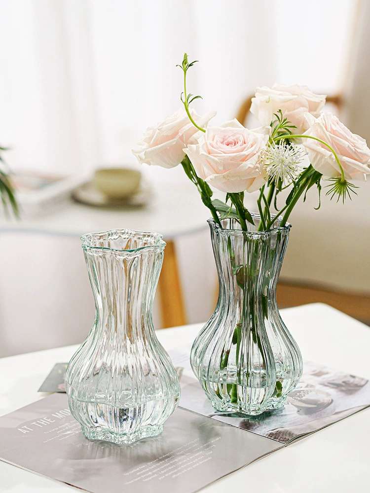 Transparent Vase Glass Creative High Appearance Level Simple Flower Arrangement Lily Flower Dried Flower Vase Item Picture