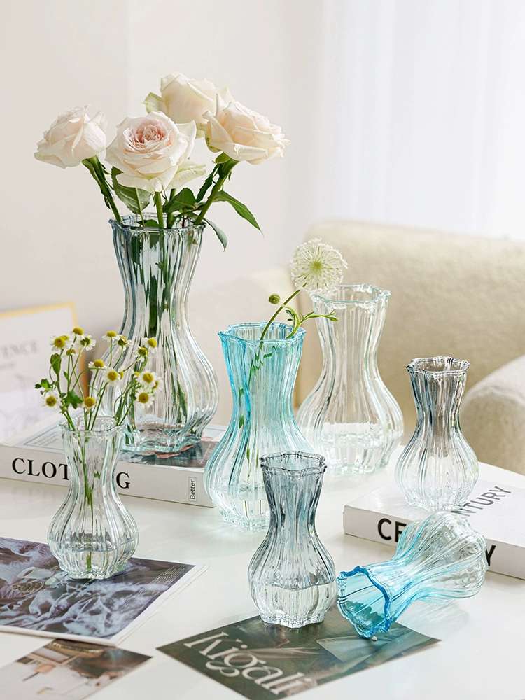 Transparent Vase Glass Creative High Appearance Level Simple Flower Arrangement Lily Flower Dried Flower Vase undefined