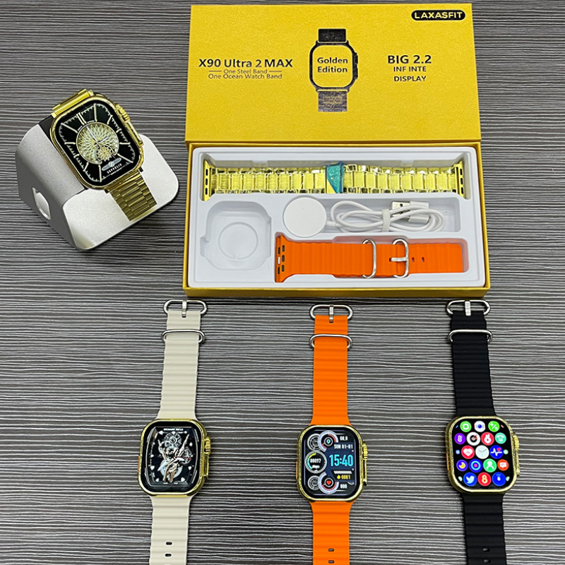 跨境smart watch新款华强北X90 Ultra 2Max大屏智能手表NFC双表带