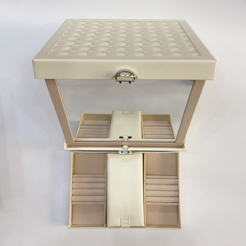 奇韵首饰包装刺绣收纳盒高级简约大容量配饰收纳盒带镜子内含小包礼品盒节日礼物母亲节情人节礼物详情15