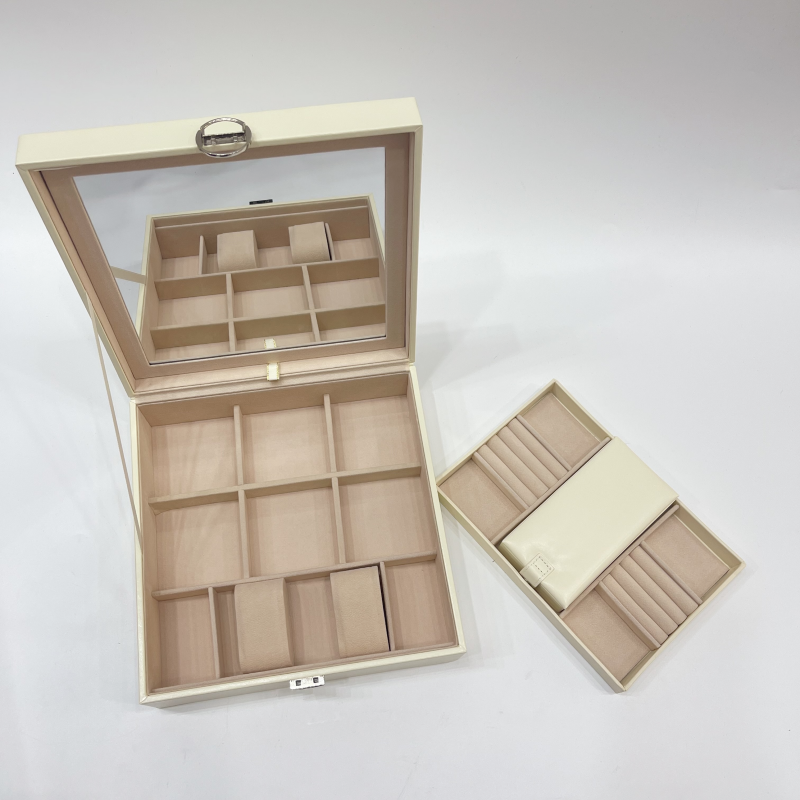 奇韵首饰包装刺绣收纳盒高级简约大容量配饰收纳盒带镜子内含小包礼品盒节日礼物母亲节情人节礼物详情10