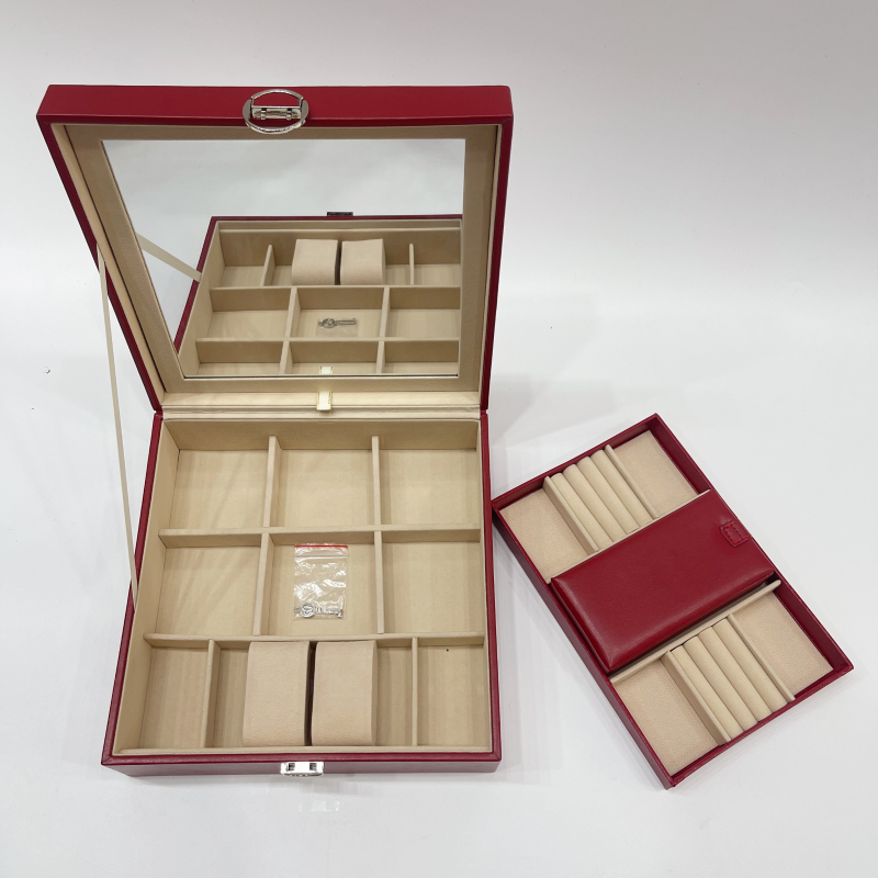 奇韵首饰包装刺绣收纳盒高级简约大容量配饰收纳盒带镜子内含小包礼品盒节日礼物母亲节情人节礼物详情12