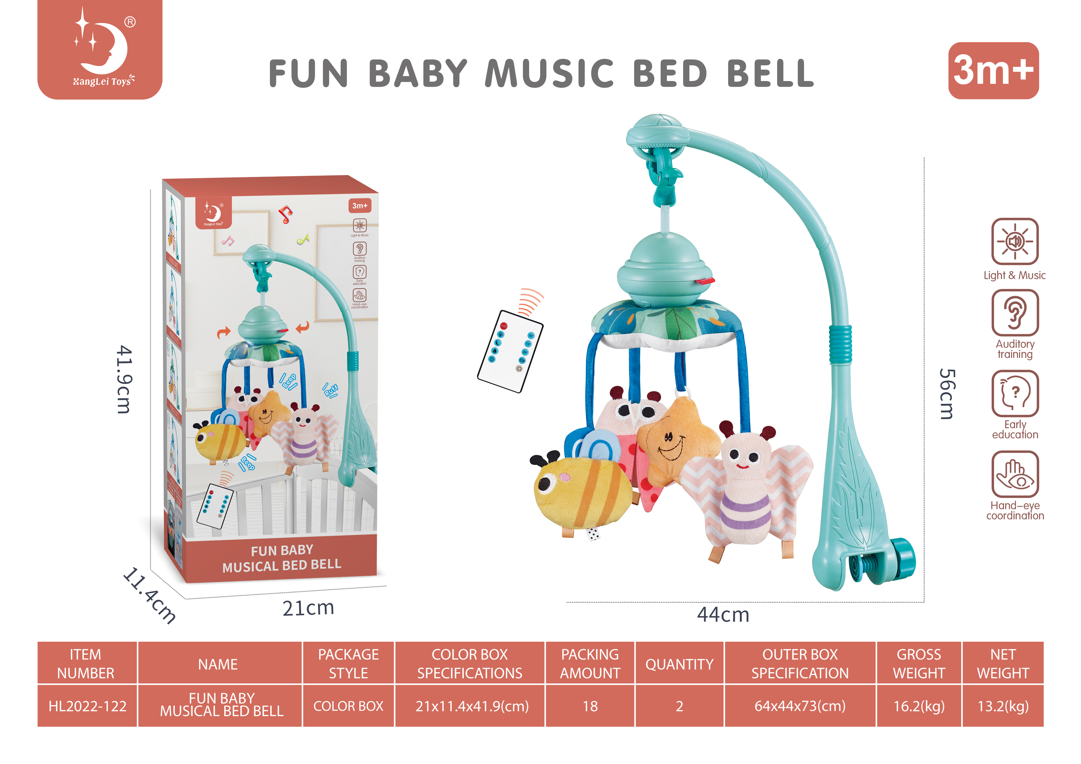 HL2022-122儿童玩具批发新品上新宝宝0-3岁遥控大自然床铃