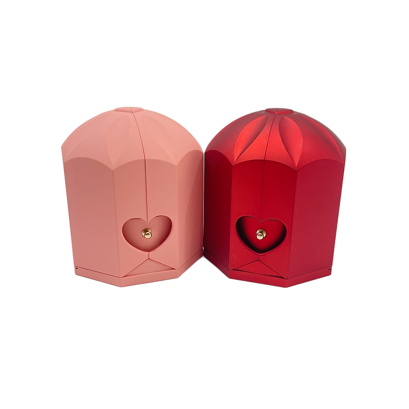 奇韵首饰包装双开天使翅膀永生花求婚戒指玫瑰花盒抽屉高档红色首饰盒详情2