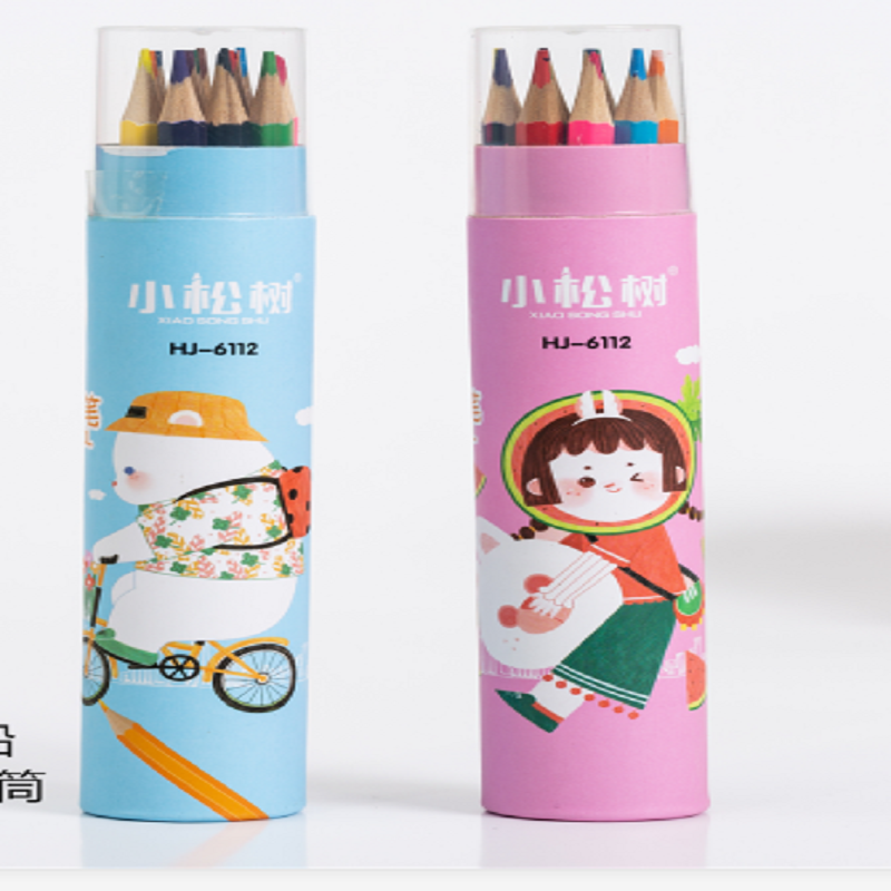 YL029-HJ-6112无铅毒环保油性彩色铅笔 48色学生绘画文具儿童木制原木筒装铅笔