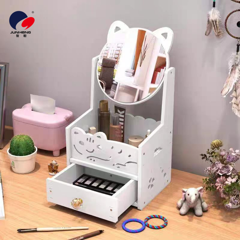 Makeup mirror desktop storage box, student dormitory multi-layer makeup mirror with drawer, ins high appearance level storage belt mirror Specification image