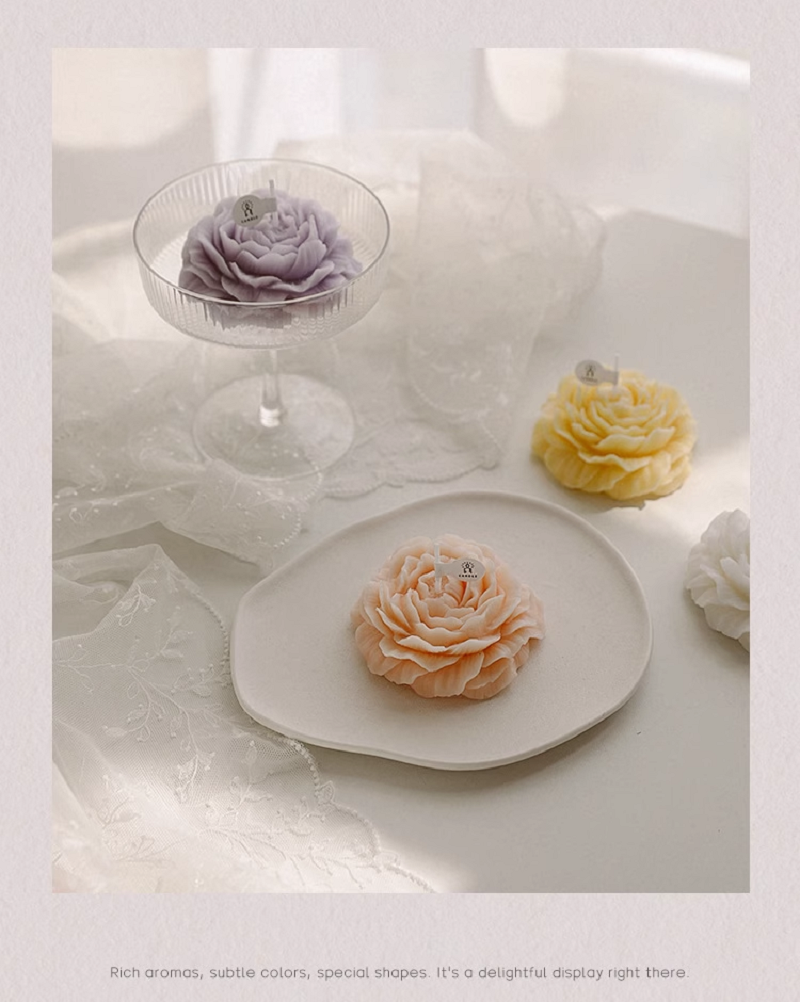 diy scented candle gift box with peony flower shape, cute birthday girl, Valentine's Day gift, romantic handicraft Item Picture