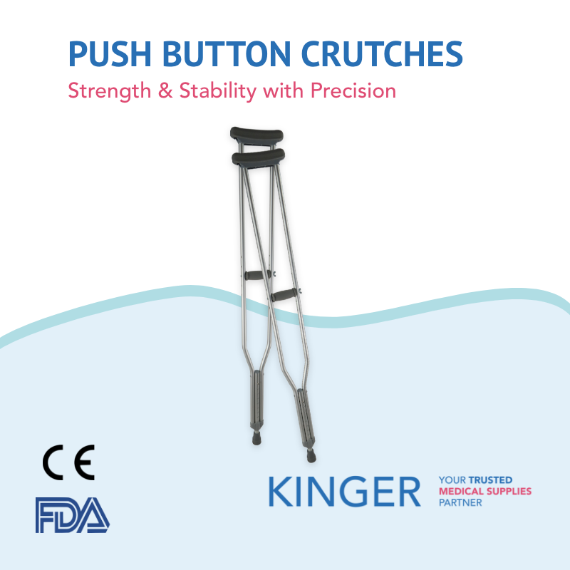 Aluminum Crutches - Pair of Lightweight, Height Adjustable Crutches – Includes Padded Underarm Cushions, Hand Grips, & Rubber Tips thumbnail