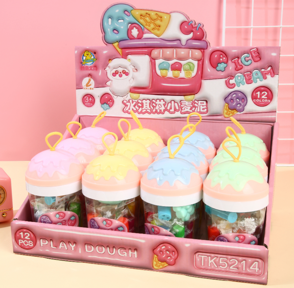 Crystal Ice cream Wheat Mud 12-color environmental friendly Plasticine kindergarten handicraft class DIY modeling clay children's toy YL031-TK5214 full figure