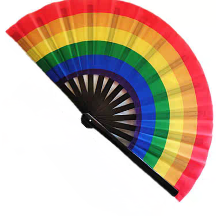 十寸白（黑）骨功夫扇彩虹色