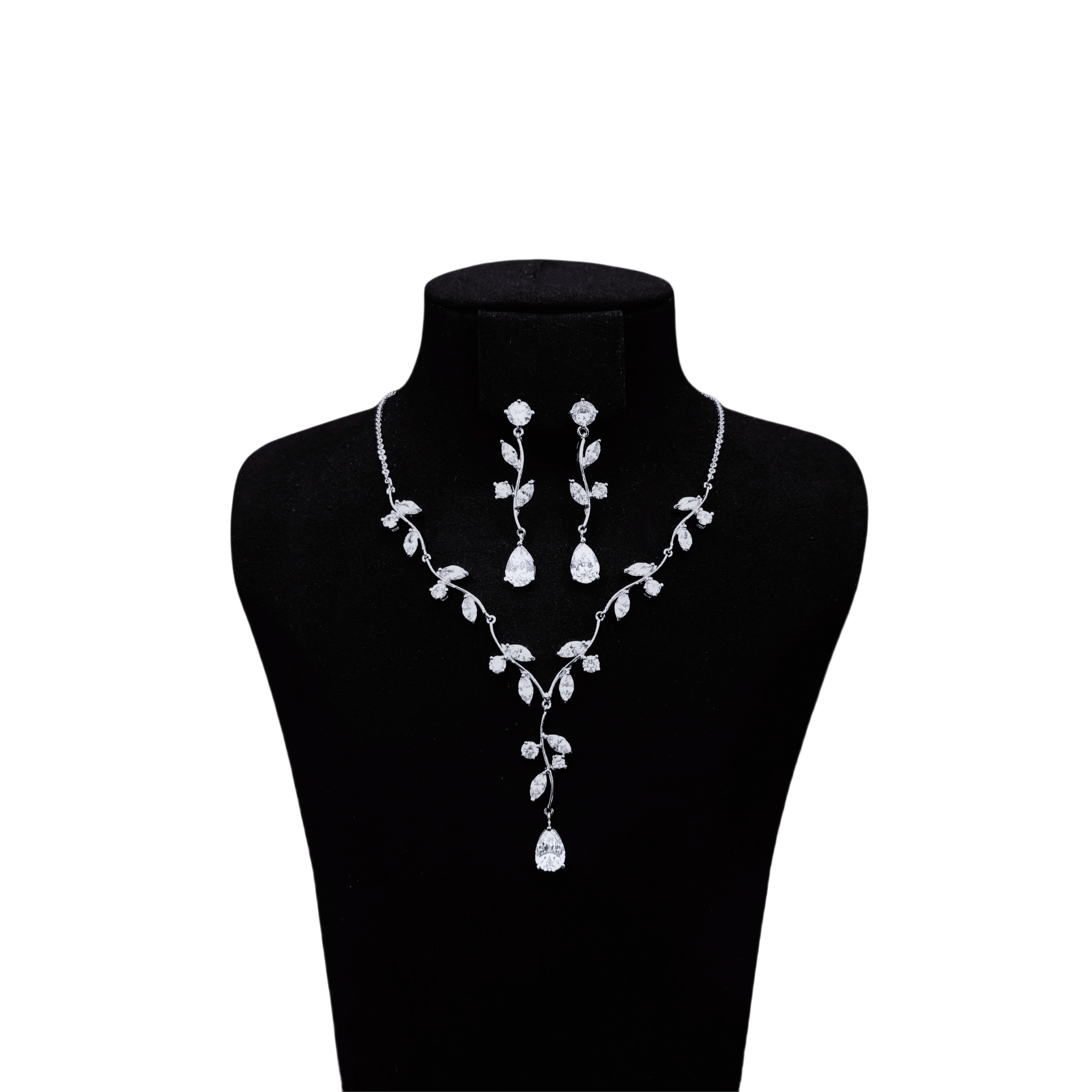 Luxurious and versatile adjustable zircon chain, evening dress accessories necklace, forest-themed bride necklace and earring set, Korean-style wedding dress jewelry, shining zircon wedding banquet and annual meeting jewelry, a trendsetter and fashion icon Item Picture