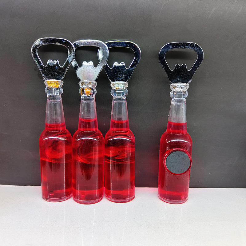 Realistic wine bottle fridge magnet, practical bottle opener, wine bottle screwdriver, bar fun decoration, home decoration, interchangeable stickers, advertising promotion event gifts, Zhehui Craft 01 details Picture