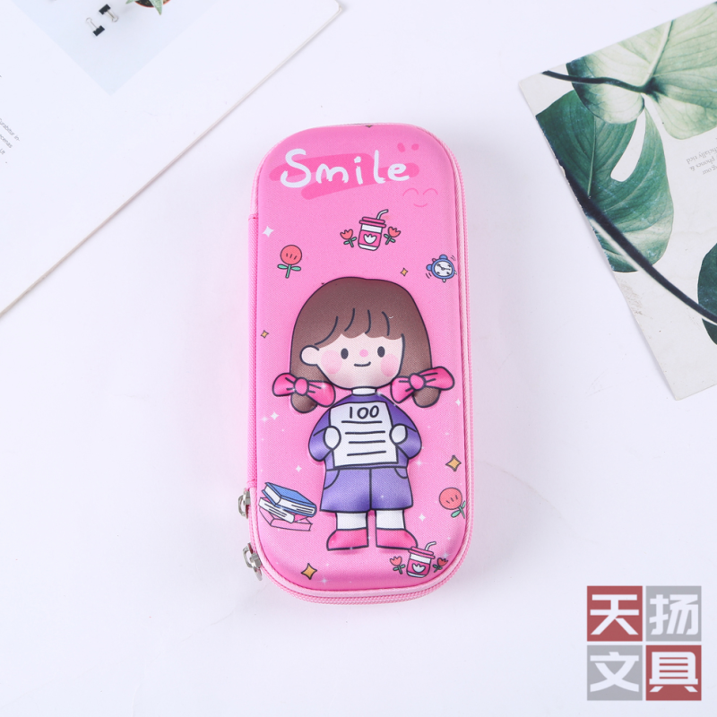 Tianyang Stationery Study Stationery Pencil Case New Cartoon 3D Three-Dimensional Pen Bag Wholesale Eva Pencil Case Pencil Case Large Capacity Student Gift Smile Little Girl