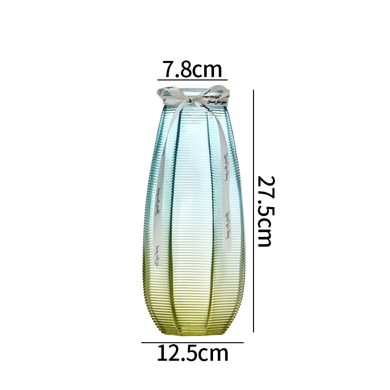 新品唯美玻璃花瓶彩色花纹地中海玄关家装摆件插花水培植物花瓶 白底实物图