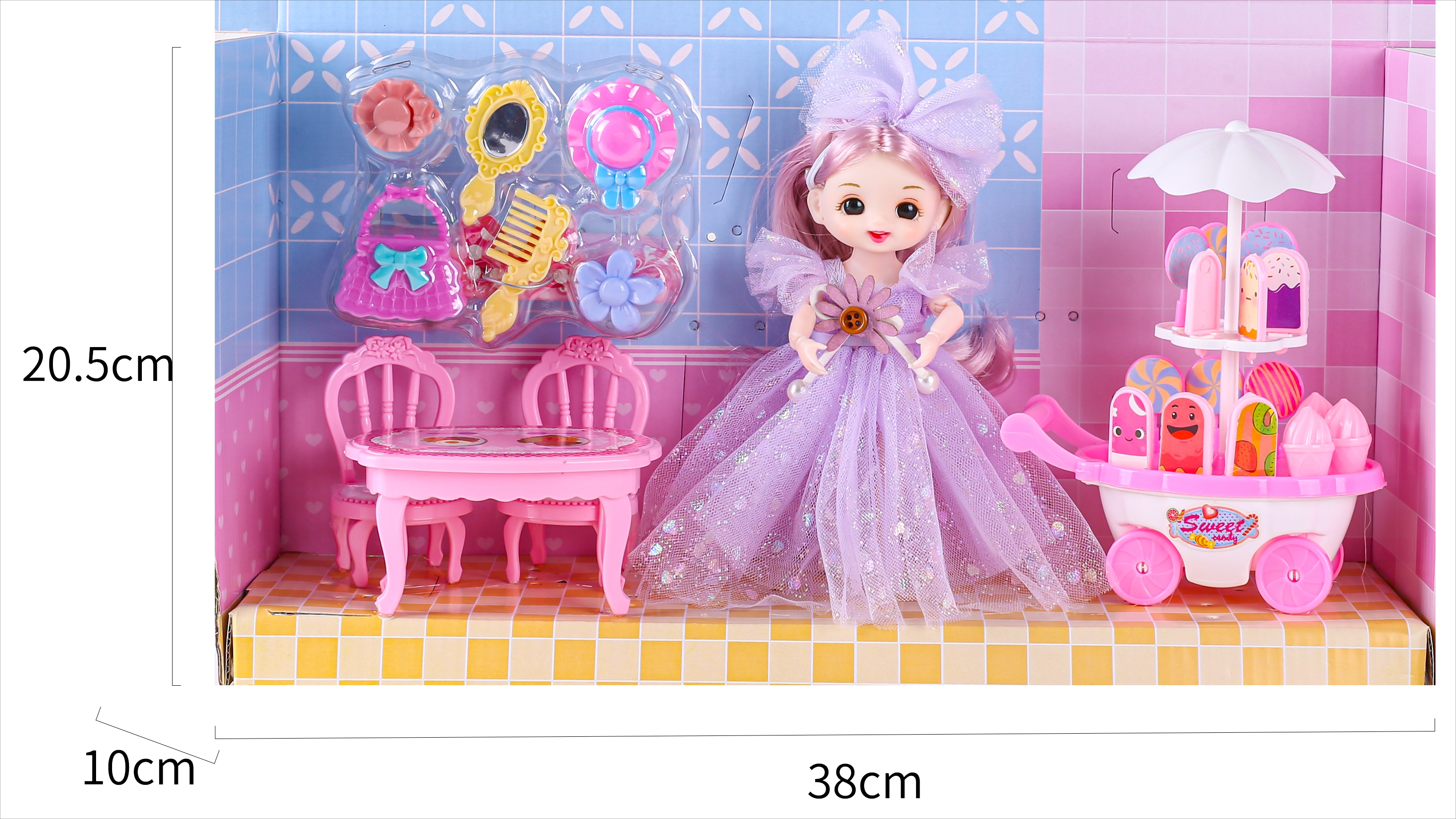 6 Inch Cake Cart Box Doll Barbie Doll Toy Doll Specification drawing