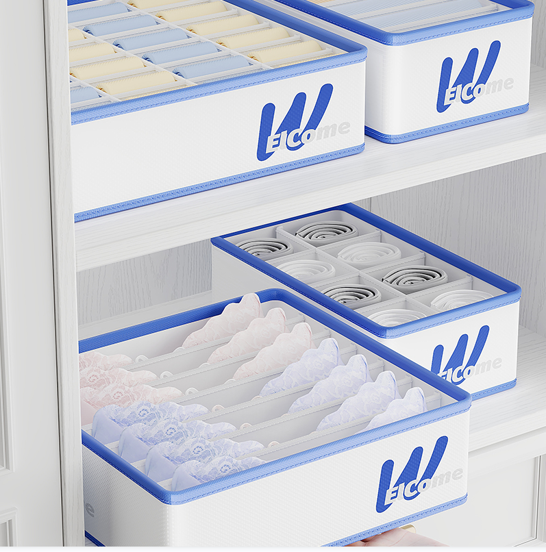 G33-1289 Minimalist 7-compartment moisture-proof clothing storage box, fabric storage box, stackable space-saving storage box detail image 12