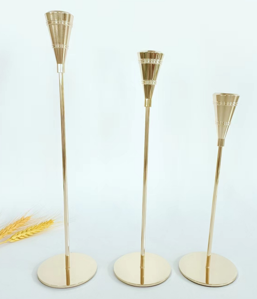Wholesale of high-legged iron candlestick three-piece set, ins style simple home candlestick, wedding dining table candlestick, decorative iron candlestick Specification image