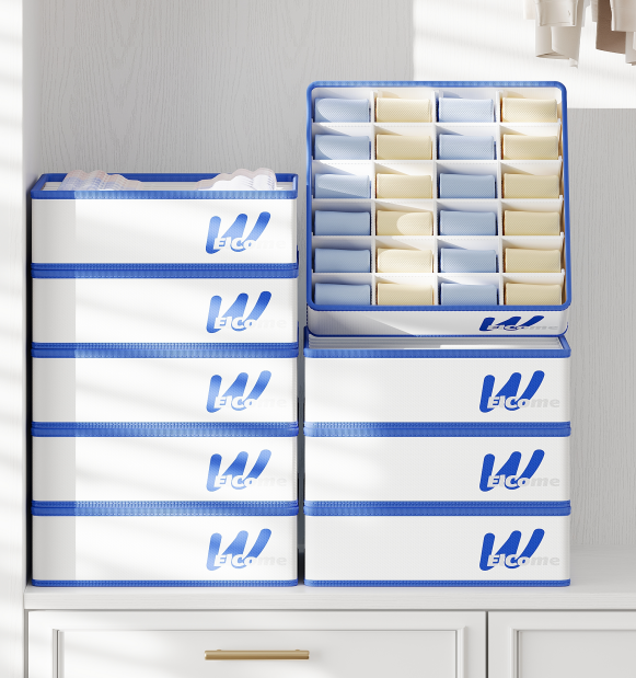 G33-1289 Minimalist 7-compartment moisture-proof clothing storage box, fabric storage box, stackable space-saving storage box detail image 7