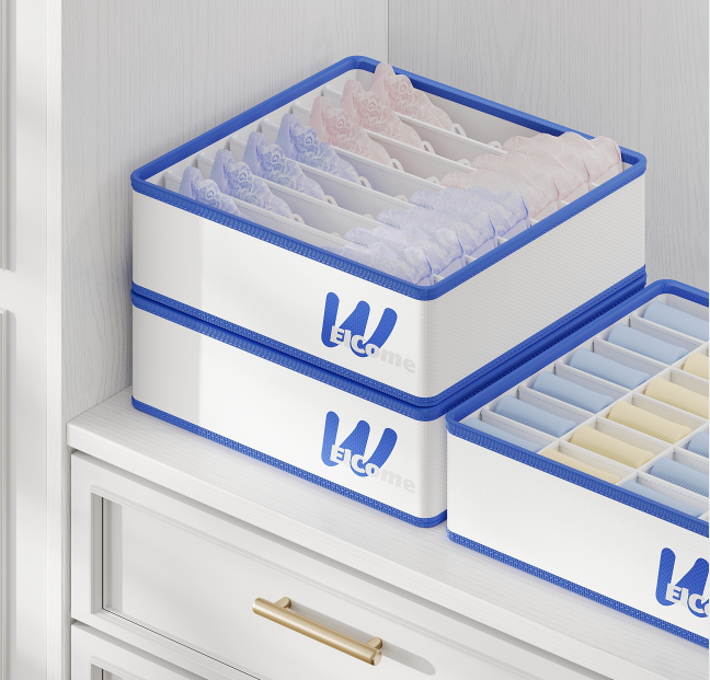 G33-1289 Minimalist 7-compartment moisture-proof clothing storage box, fabric storage box, stackable space-saving storage box detail image 4