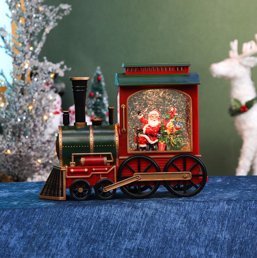 Christmas Double Festival court train music box, snowflake crystal ball music box, children's gift-giving scene display Application Scenario