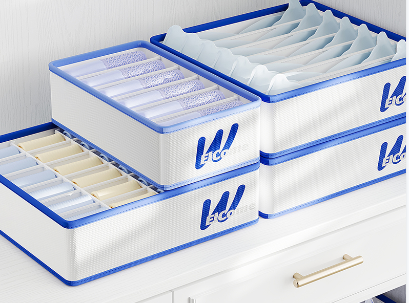 G33-1289 Minimalist 7-compartment moisture-proof clothing storage box, fabric storage box, stackable space-saving storage box detail image 8