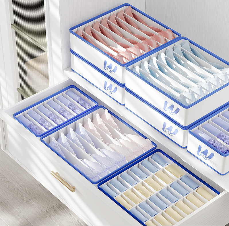 G33-1289 Minimalist 7-compartment moisture-proof clothing storage box, fabric storage box, stackable space-saving storage box detail image 10