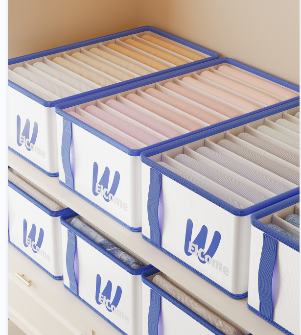 G33-1289 Minimalist 7-compartment moisture-proof clothing storage box, fabric storage box, stackable space-saving storage box detail image 9