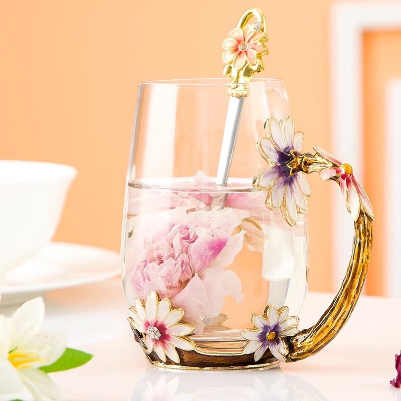 High-cup water cup with spoon and enamel-colored water cup Specification image