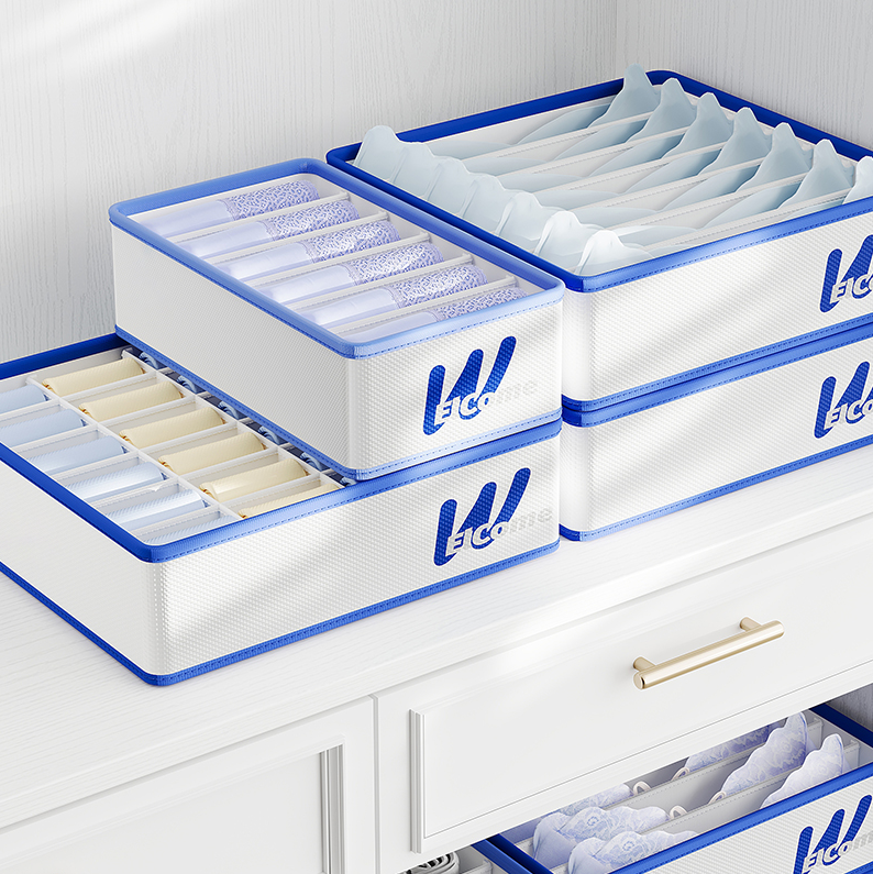 G33-1289 Minimalist 7-compartment moisture-proof clothing storage box, fabric storage box, stackable space-saving storage box detail image 3