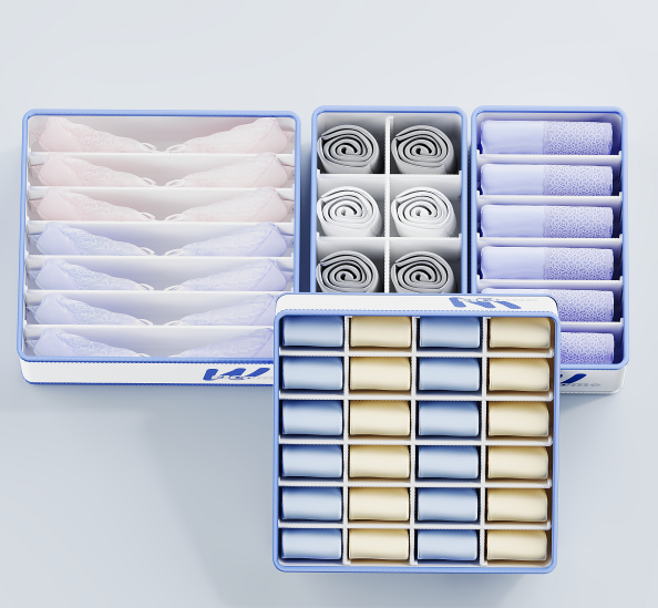 G33-1289 Minimalist 7-compartment moisture-proof clothing storage box, fabric storage box, stackable space-saving storage box details Picture