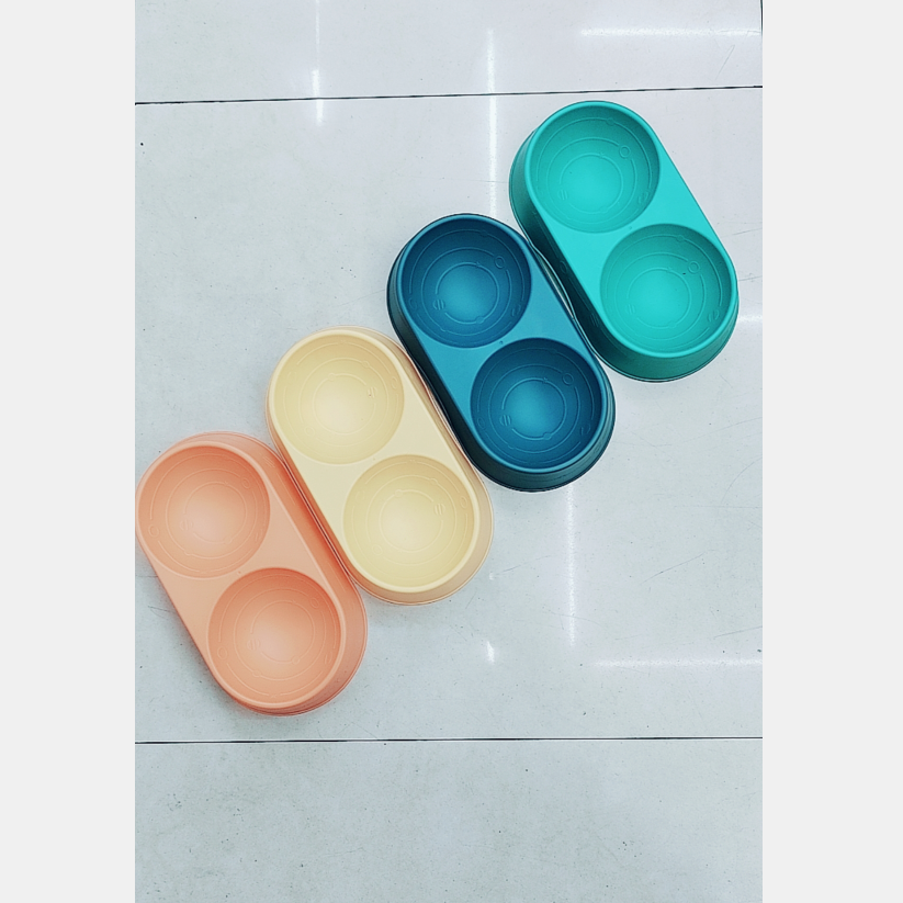宠物用品 多色圆形双碗 塑料宠物碗 狗盆 猫碗 狗食盆 狗水碗详情1
