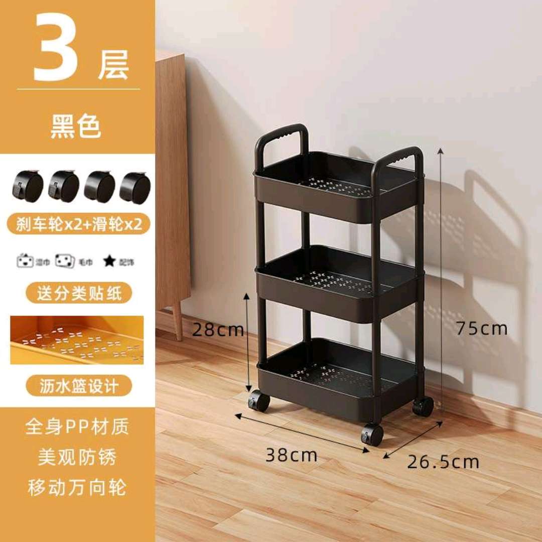 落地式多层置物架果蔬厨房收纳架可移动家用零食储物架杂物收纳架外贸内贸批发厂家直销。详情图6