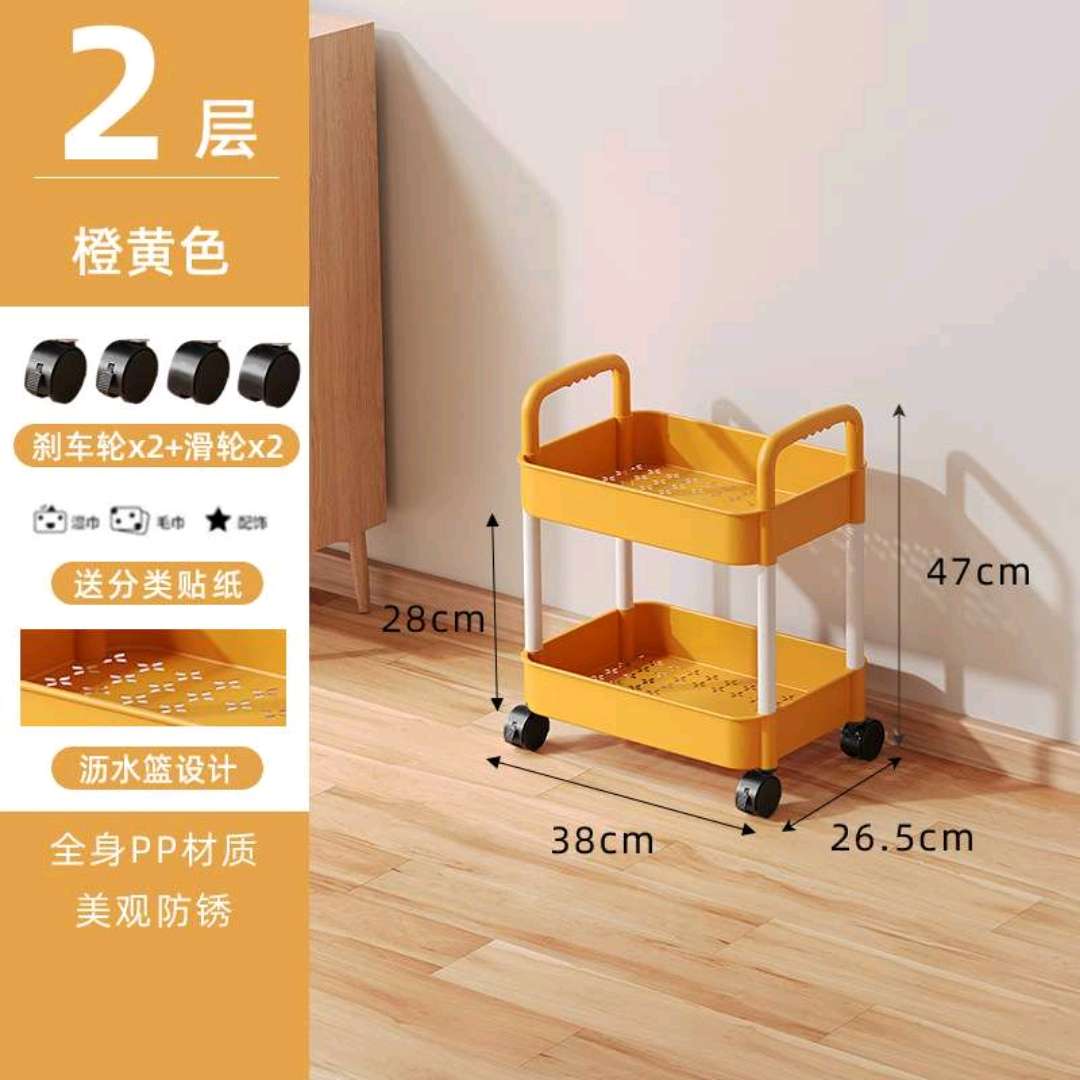 落地式收纳篮可移动置物架厨房婴儿用品小推车家用卧室卫生间多层零食架外贸内贸厂家直销详情图5