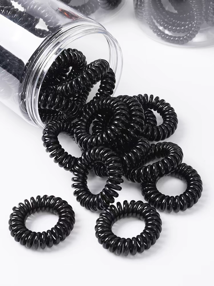 Línea telefónica diadema mujer talla pequeña estilo coreano cuerda de cabeza cuerda de pelo simple banda de cuero negro bobina eléctrica tocados tocados tocados Specification image