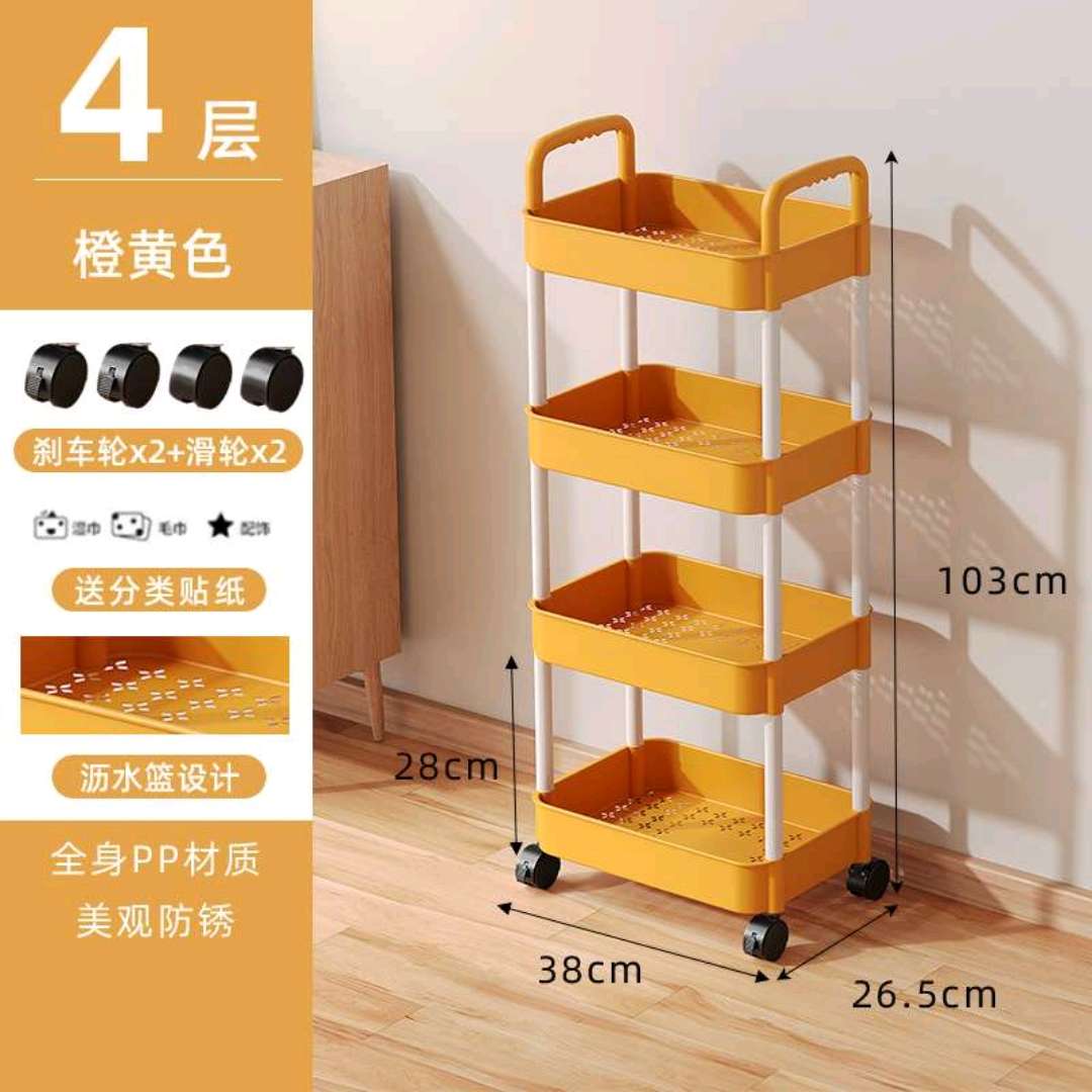 落地式收纳篮可移动置物架厨房婴儿用品小推车家用卧室卫生间多层零食架外贸内贸厂家直销详情图12