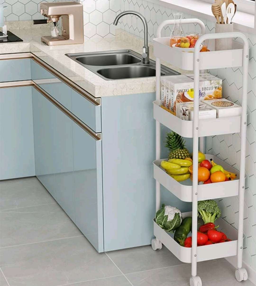 落地式多层收纳篮置物架果蔬厨房收纳架可移动家用零食储物架杂物收纳架外贸内贸厂家直销。产品图