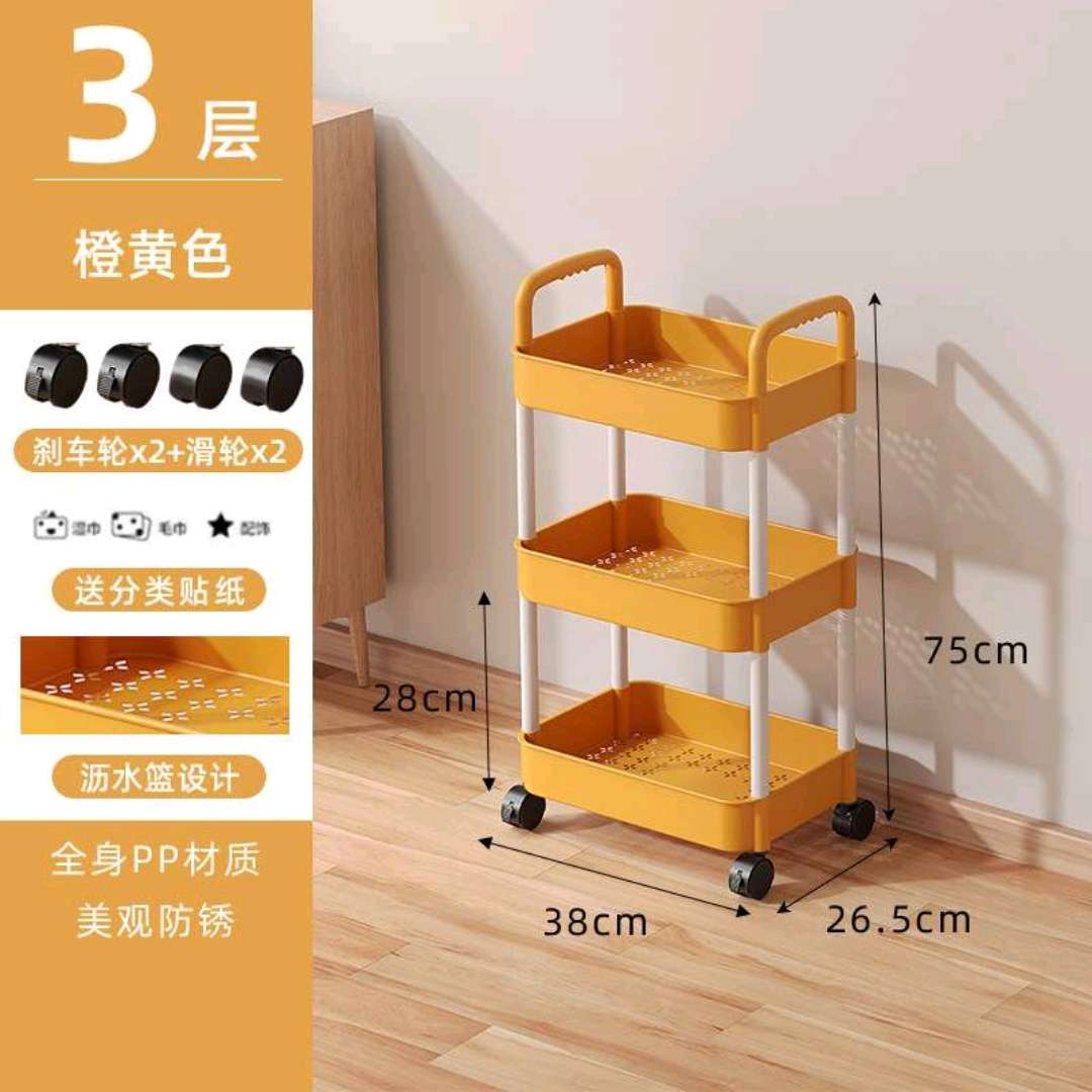 落地式收纳篮可移动置物架厨房婴儿用品小推车家用卧室卫生间多层零食架外贸内贸厂家直销详情图6