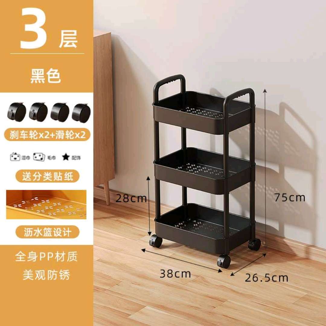 落地式收纳篮可移动置物架厨房婴儿用品小推车家用卧室卫生间多层零食架外贸内贸厂家直销详情图8