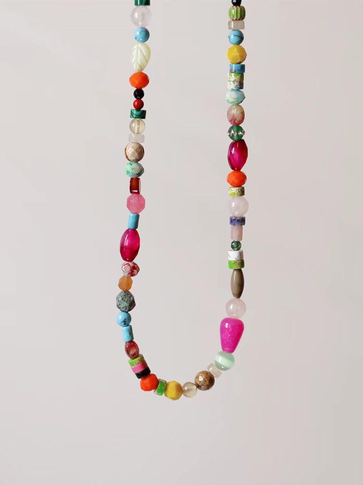 Charmena/jumpsugar original hecho a mano colección de curación piedras naturales coloreadas cuentas checas antiguas collar de cuentas vintage detail 5