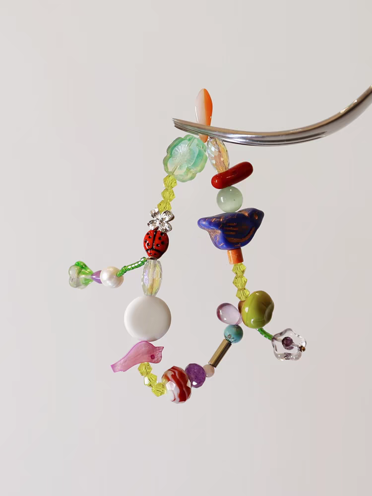 夏美娜/花丛小鸟 原创手作治愈系彩色古董捷克珠小众风格手链手串