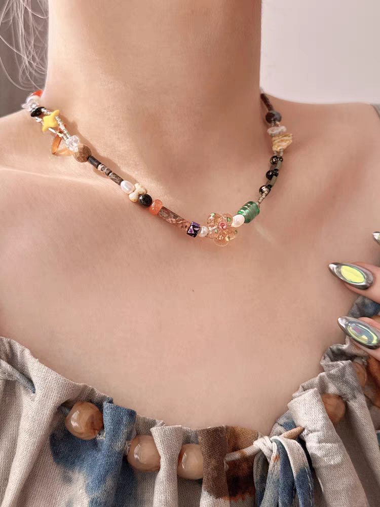 夏美娜/沙漠之花 原创手作串珠捷克珠古董天然珍珠小众新中式项链浙江义乌