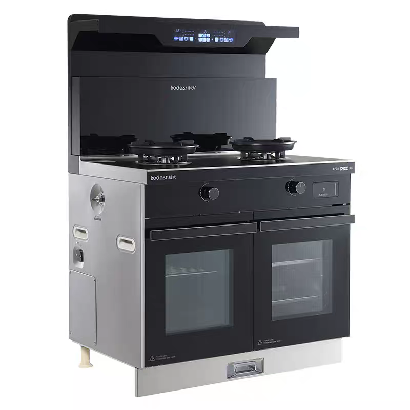 KODEAR/ University of Science and Technology L7 Left Baking and right Steaming Integrated Stove, Side-suction and bottom-exhaust Range hood and Gas stove set details Picture