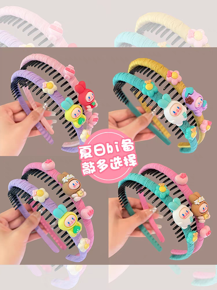 Children's cartoon hair band, hair clip headwear, girls' toothed anti-slip headband, hair breaking wonder, hair accessory, no hair clipping Item Picture
