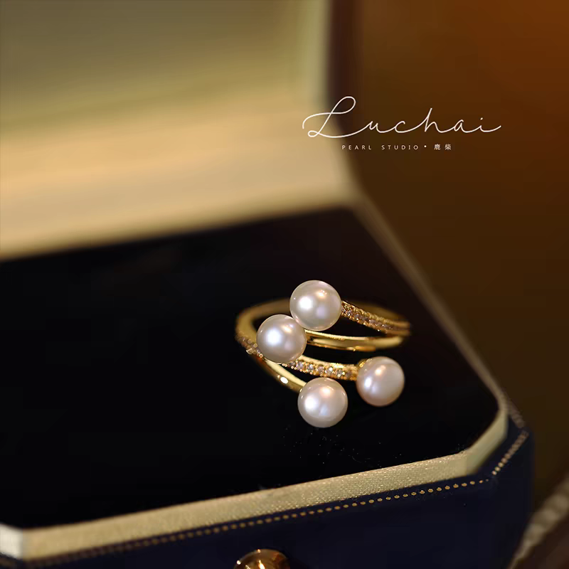 缠绕天然珍珠戒指轻奢小众简约经典设计气质高级感女戒食指戒珍珠戒指详情图5